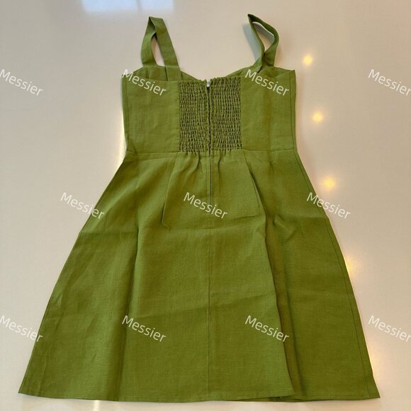 Reformation Miso Linen Mini Dress in Green - Picture 9 of 12